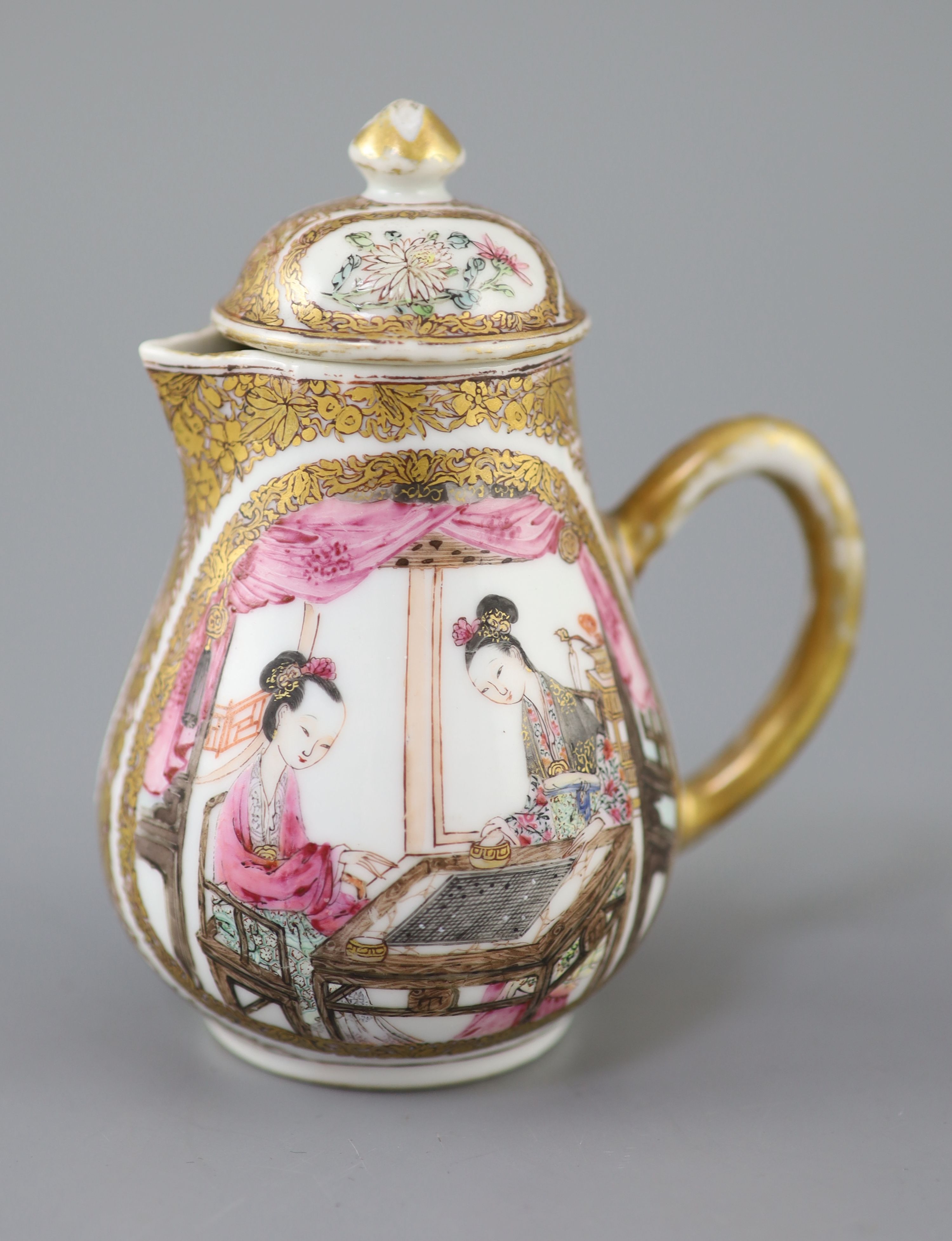 A Chinese famille rose covered jug, Yongzheng period (1723-35), 11.3cm high